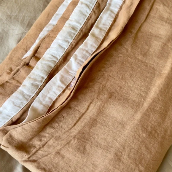 NWOT - Quince, European Linen Contrast Flange Duvet Cover - Sunset/Ivory - Queen - Picture 6 of 8